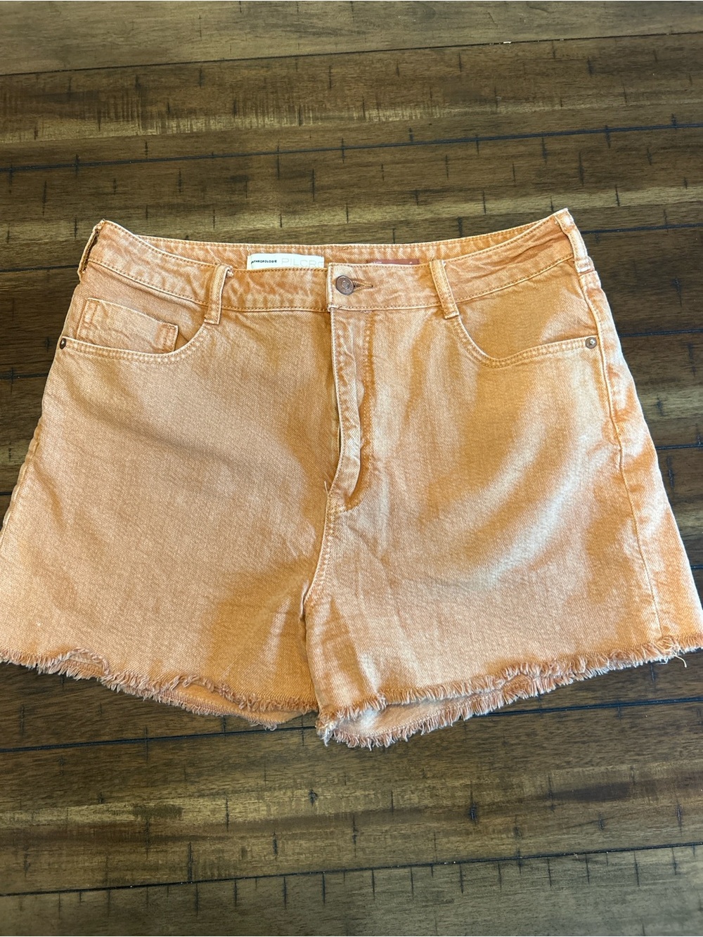 Anthropologie Pilcro Denim Shorts Womens 31 Orange High Rise Cutoff Frayed Hem